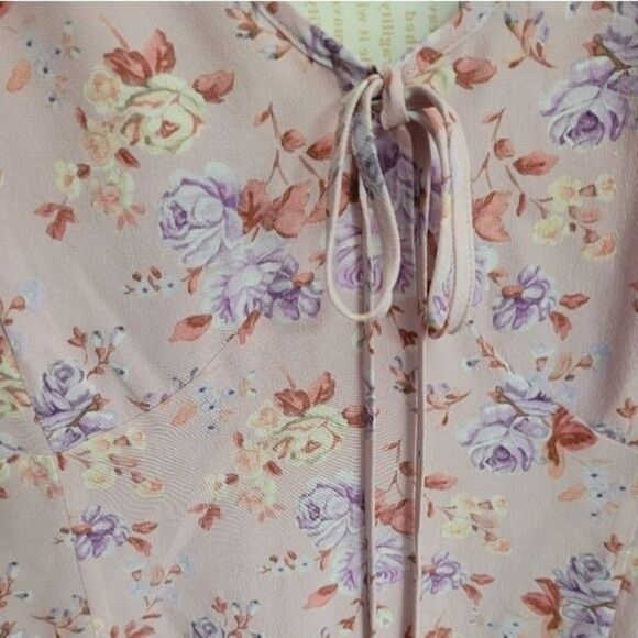 LoveShackFancy Juree Mini Dress 100% Silk Dress Pink Dust SZ6 Whimsigoth Fairy - Picture 6 of 11